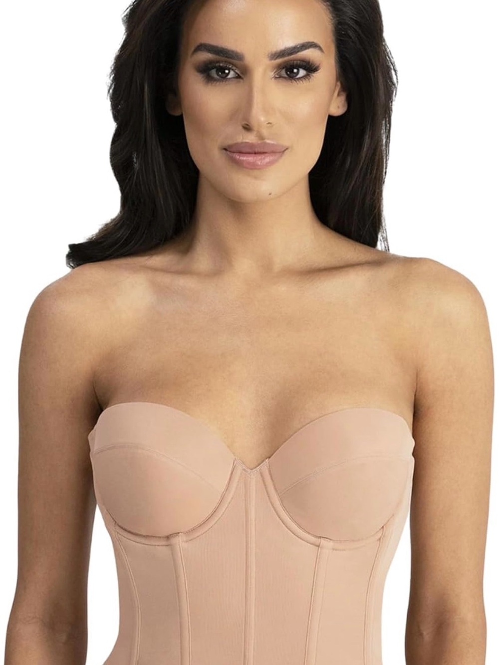 Dominique Strapless Longline Bustier in Nude